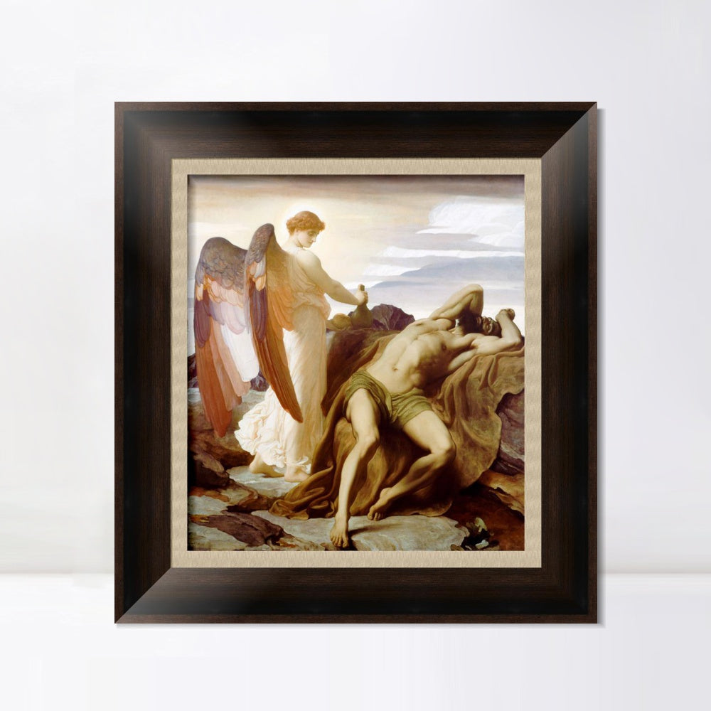 INVIN ART Framed Canvas Art Giclee Print Elijah in The Wilderness by Lord Frederick Leighton Wall Art
