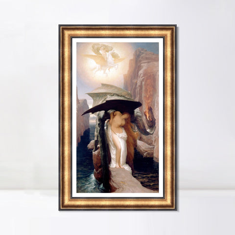 INVIN ART Framed Canvas Art Giclee Print perseus and andromeda by Lord Frederick Leighton Wall Art Living Room Home Office Decorations