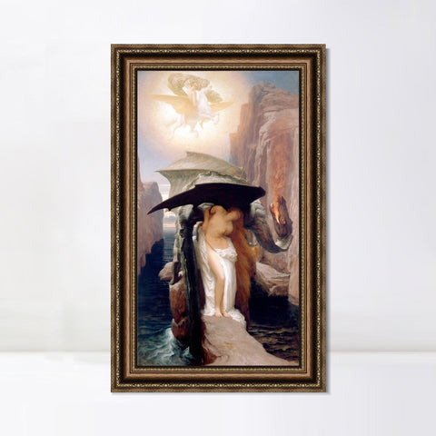 INVIN ART Framed Canvas Art Giclee Print perseus and andromeda by Lord Frederick Leighton Wall Art Living Room Home Office Decorations