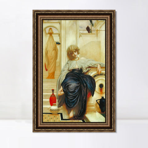 INVIN ART Framed Canvas Art Giclee Print Lieder ohne Worte by Lord Frederick Leighton Wall Art Living Room Home Office Decorations