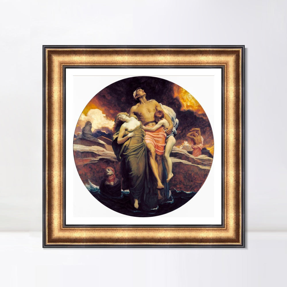 INVIN ART Framed Canvas Art Giclee Print And the Sea Gave Up the Dead Which Were in It by Lord Frederick Leighton Wall Art