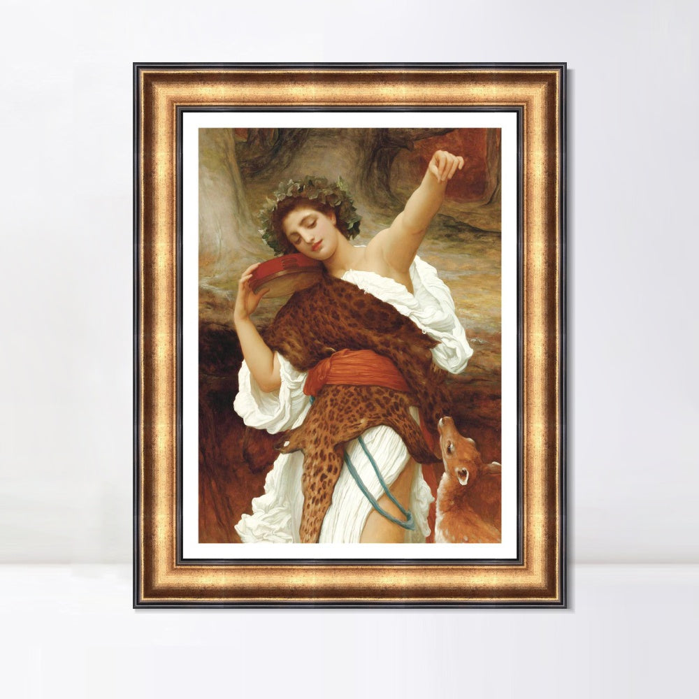 INVIN ART Framed Canvas Art Giclee Print Bacchante by Lord Frederick Leighton Wall Art