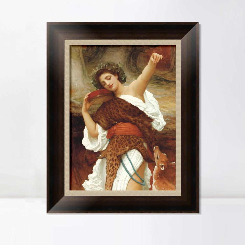 INVIN ART Framed Canvas Art Giclee Print Bacchante by Lord Frederick Leighton Wall Art