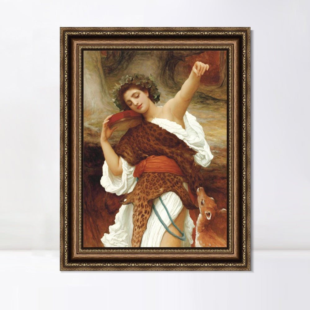 INVIN ART Framed Canvas Art Giclee Print Bacchante by Lord Frederick Leighton Wall Art