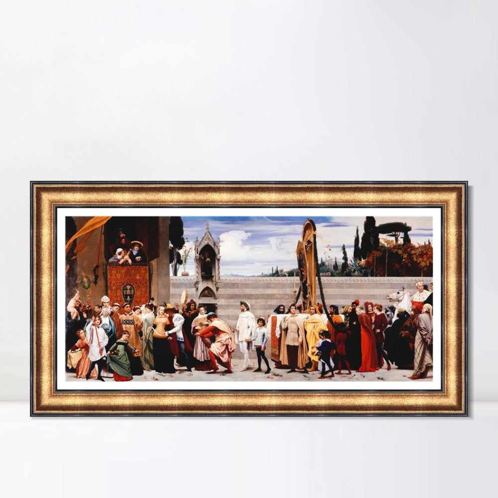 INVIN ART Framed Canvas Art Giclee Print Cimabues Madonna Carried in Procession by Lord Frederick Leighton Wall Art