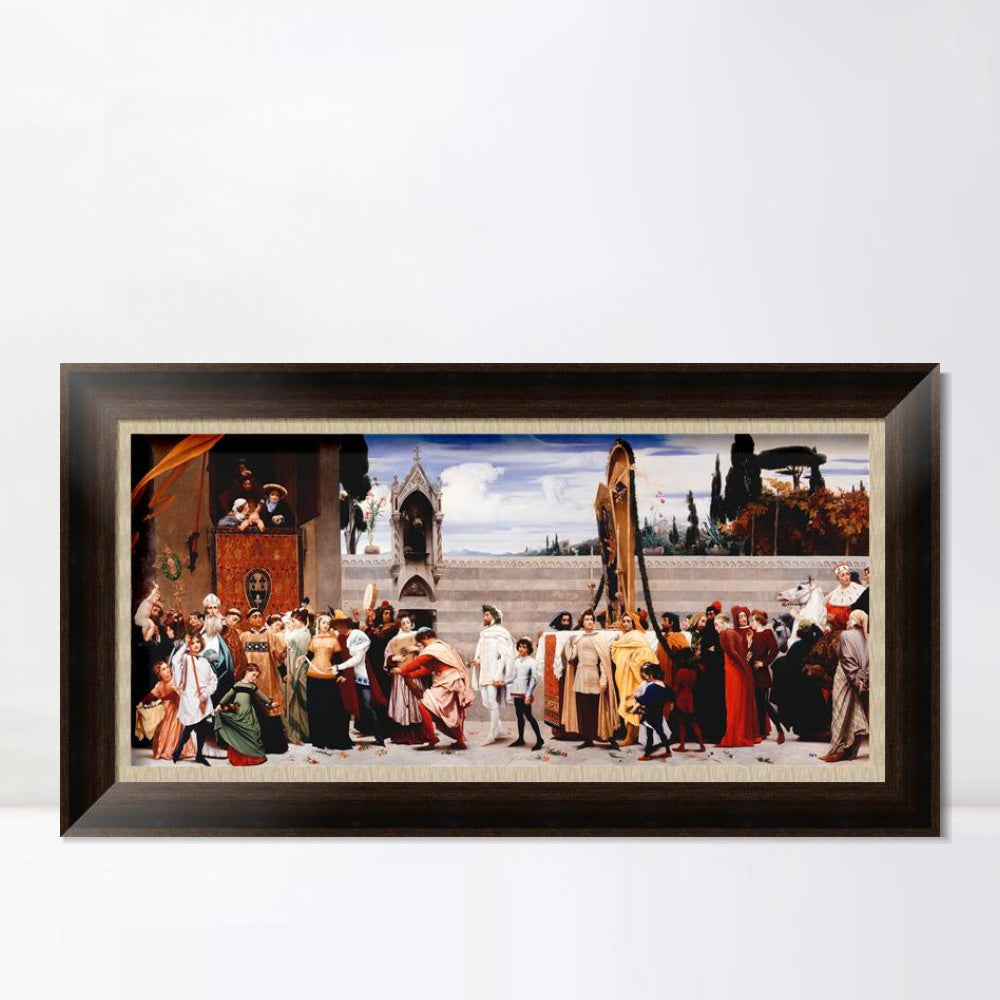 INVIN ART Framed Canvas Art Giclee Print Cimabues Madonna Carried in Procession by Lord Frederick Leighton Wall Art
