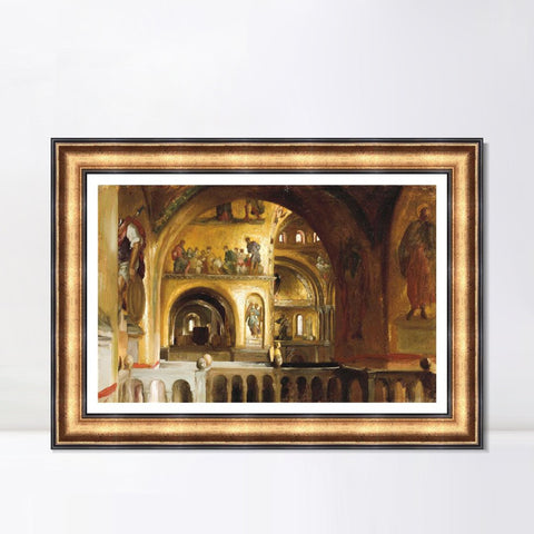 INVIN ART Framed Canvas Art Giclee Print The Interior of St Mark's, Venice by Lord Frederick Leighton Wall Art Living Room Home Office Decorations