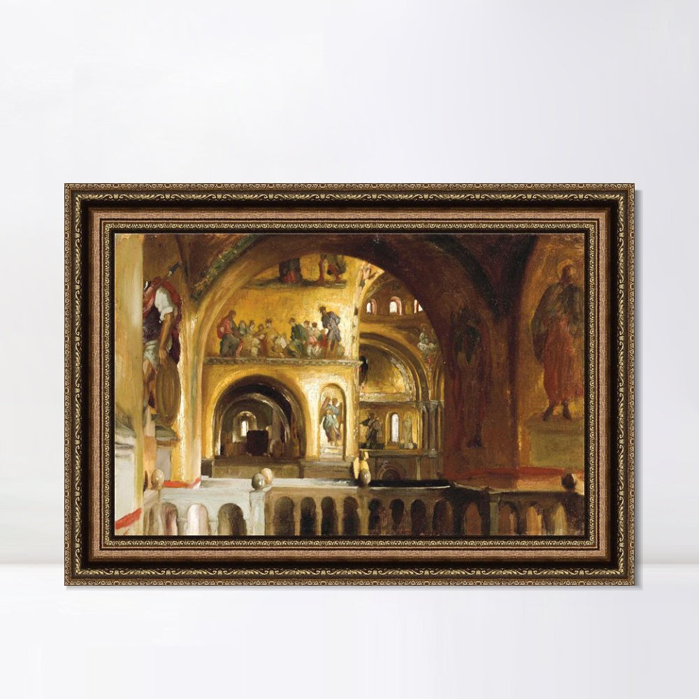 INVIN ART Framed Canvas Art Giclee Print The Interior of St Mark's, Venice by Lord Frederick Leighton Wall Art