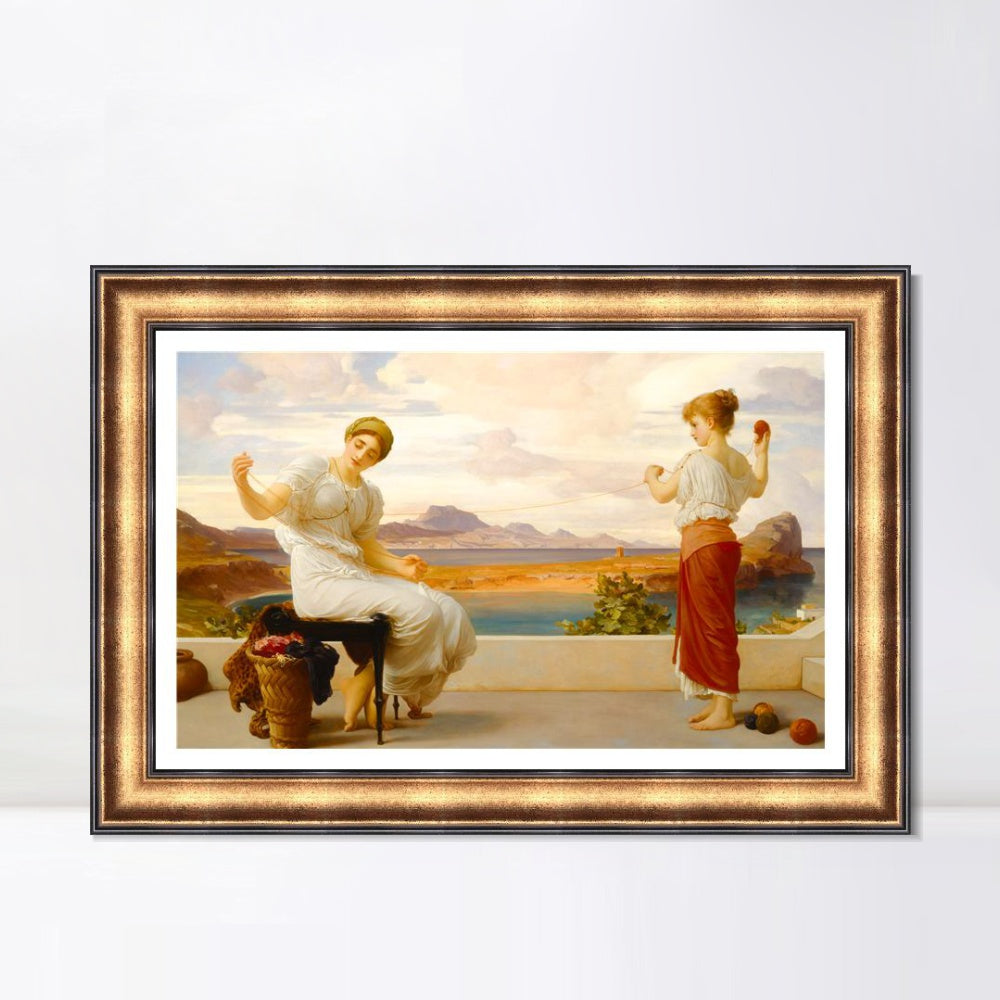 INVIN ART Framed Canvas Art Giclee Print Winding the Skein by Lord Frederick Leighton Wall Art