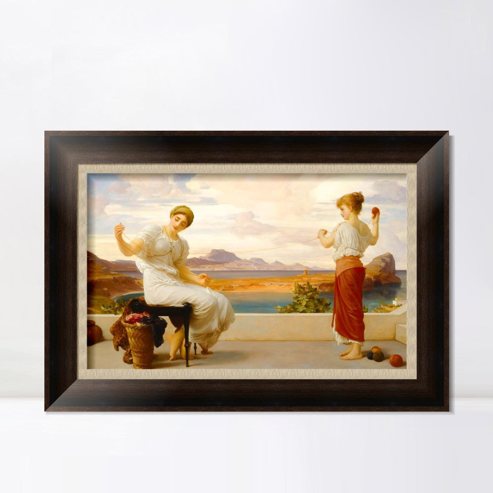 INVIN ART Framed Canvas Art Giclee Print Winding the Skein by Lord Frederick Leighton Wall Art