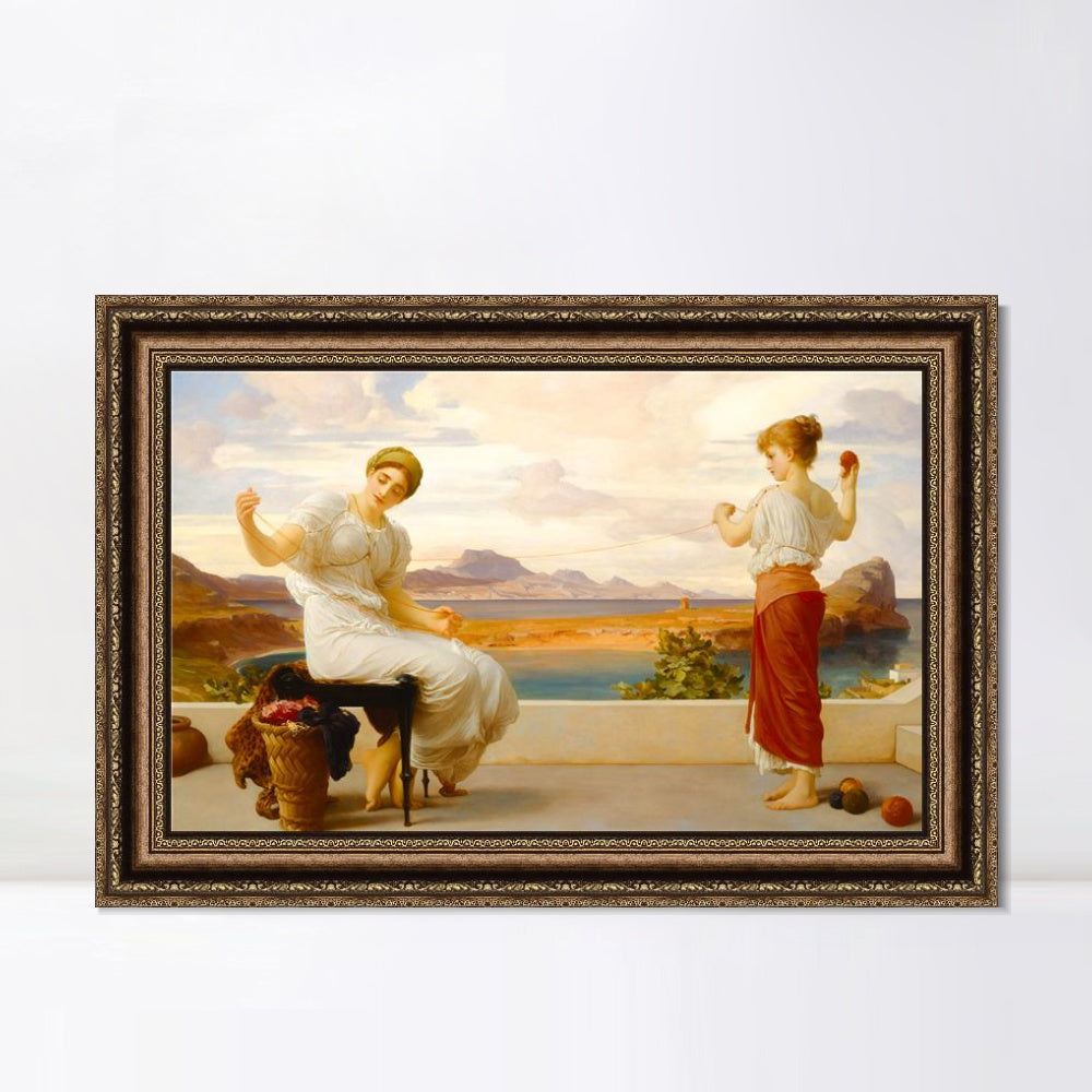 INVIN ART Framed Canvas Art Giclee Print Winding the Skein by Lord Frederick Leighton Wall Art