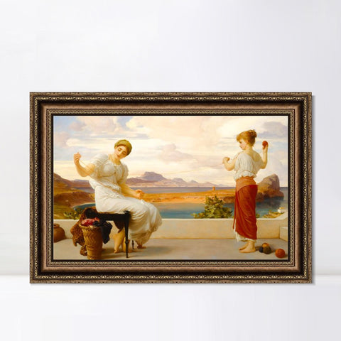 INVIN ART Framed Canvas Art Giclee Print Winding the Skein by Lord Frederick Leighton Wall Art Living Room Home Office Decorations