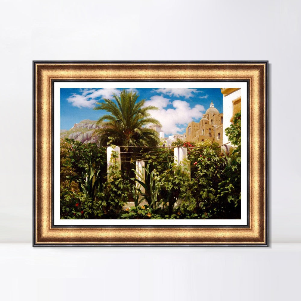 INVIN ART Framed Canvas Art Giclee Print Garden of an Inn Capri by Lord Frederick Leighton Wall Art