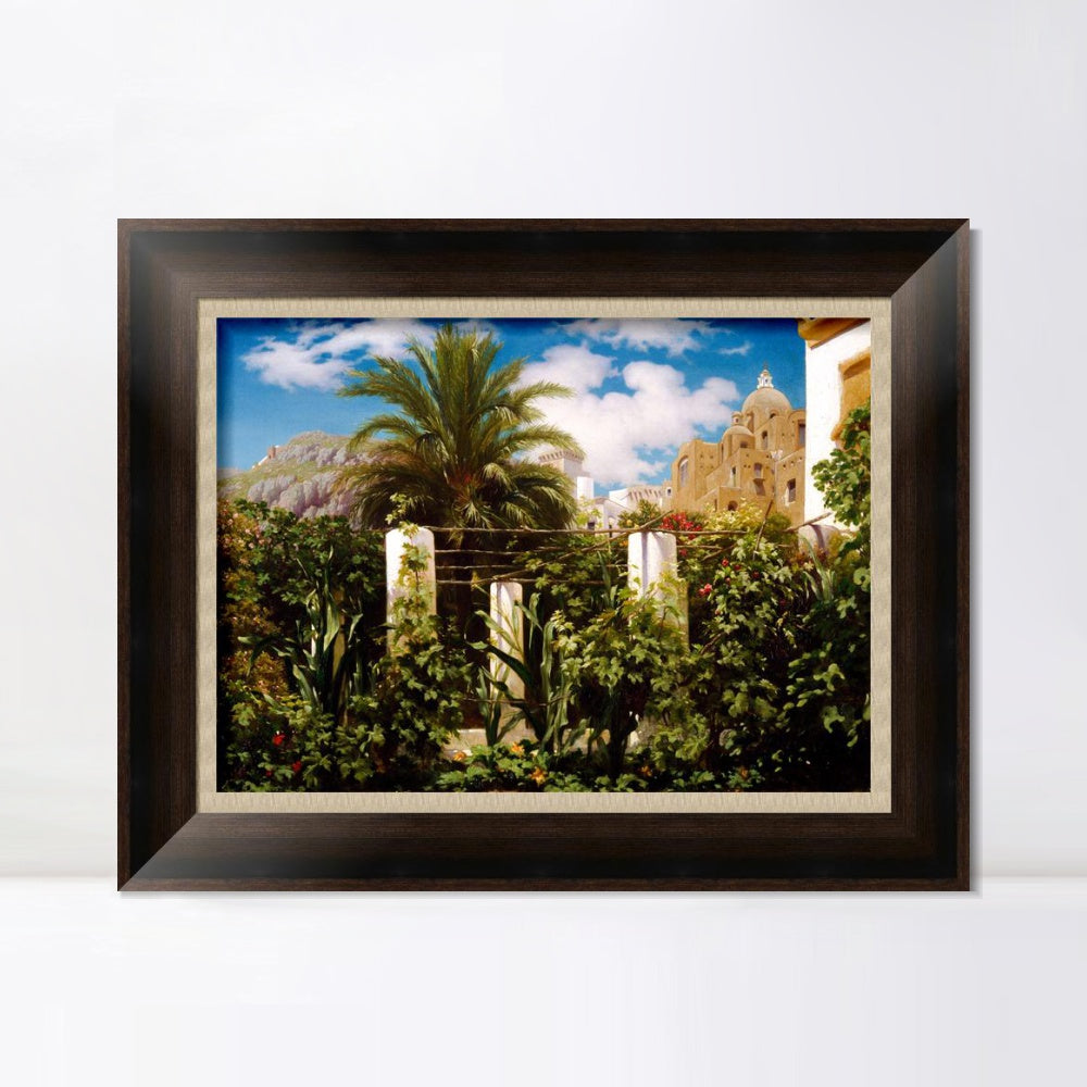 INVIN ART Framed Canvas Art Giclee Print Garden of an Inn Capri by Lord Frederick Leighton Wall Art