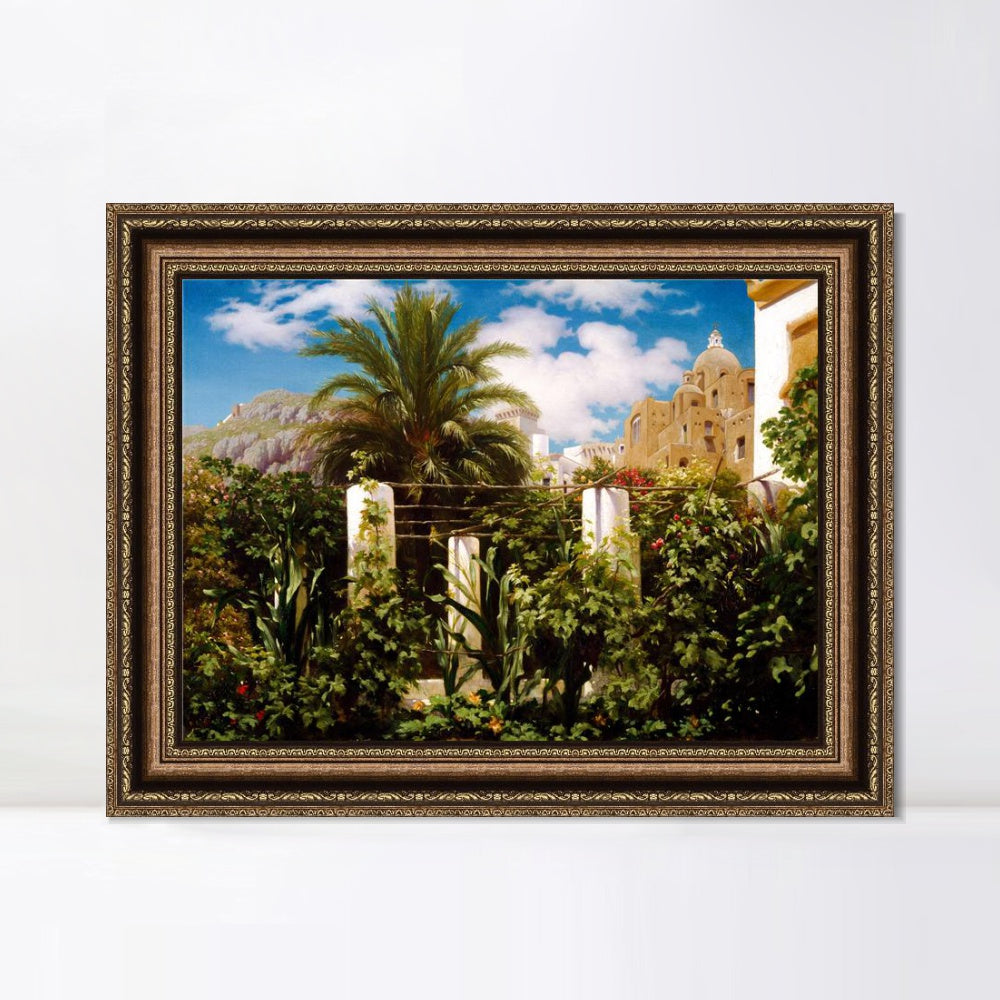INVIN ART Framed Canvas Art Giclee Print Garden of an Inn Capri by Lord Frederick Leighton Wall Art