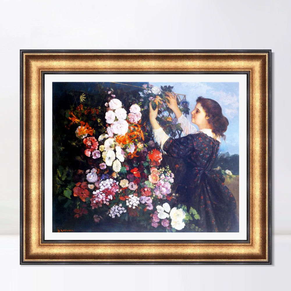 INVIN ART Framed Canvas Art Giclee Print The Trellis Gustave Courbet 1862 by Gustave Courbet Wall Art