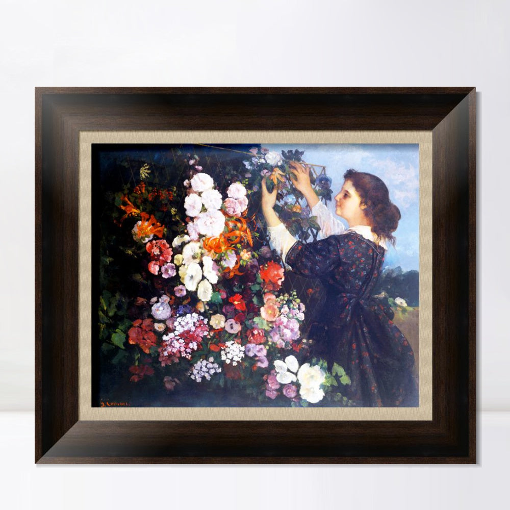 INVIN ART Framed Canvas Art Giclee Print The Trellis Gustave Courbet 1862 by Gustave Courbet Wall Art