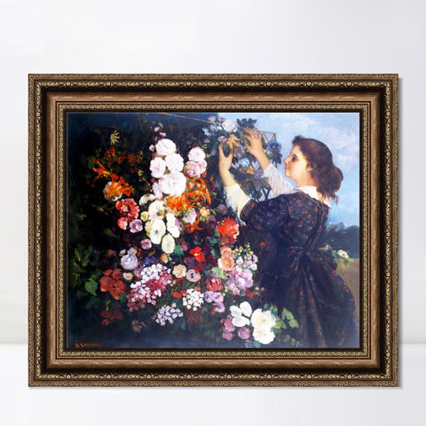 INVIN ART Framed Canvas Art Giclee Print The Trellis Gustave Courbet 1862 by Gustave Courbet Wall Art Living Room Home Office Decorations