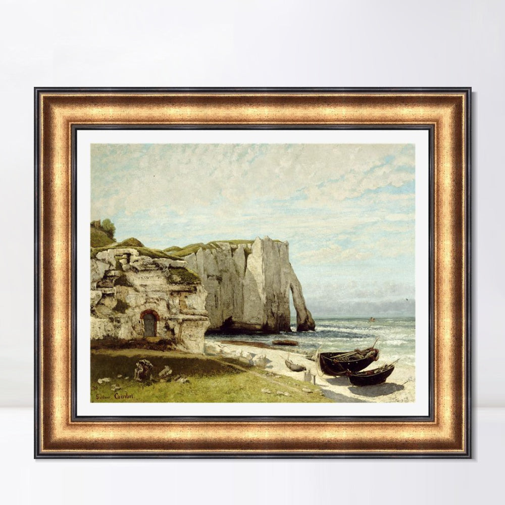 INVIN ART Framed Canvas Art Giclee Print Die K篓鹿ste von Etretat by Gustave Courbet Wall Art