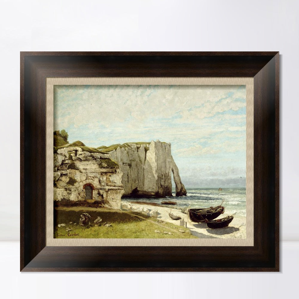 INVIN ART Framed Canvas Art Giclee Print Die K篓鹿ste von Etretat by Gustave Courbet Wall Art