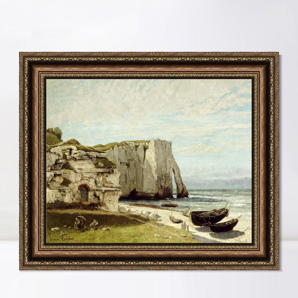 INVIN ART Framed Canvas Art Giclee Print Die K篓鹿ste von Etretat by Gustave Courbet Wall Art