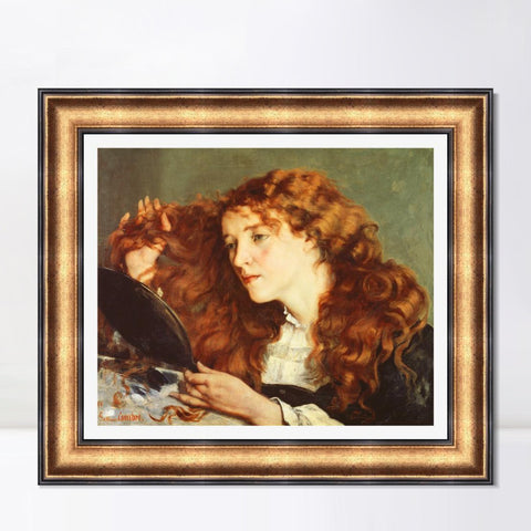 INVIN ART Framed Canvas Art Giclee Print Ritratto di Jo, bella ragazza irlandese (1865) by Gustave Courbet Wall Art Living Room Home Office Decorations