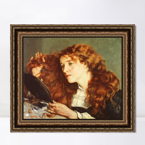 INVIN ART Framed Canvas Art Giclee Print Ritratto di Jo, bella ragazza irlandese (1865) by Gustave Courbet Wall Art Living Room Home Office Decorations