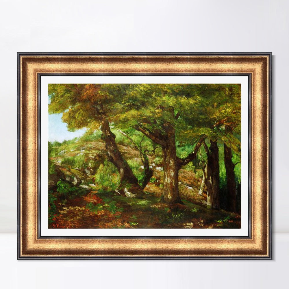 INVIN ART Framed Canvas Art Giclee Print The Fringe of the Forest, c. 1856 by Gustave Courbet Wall Art