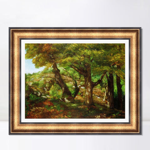 INVIN ART Framed Canvas Art Giclee Print The Fringe of the Forest, c. 1856 by Gustave Courbet Wall Art Living Room Home Office Decorations