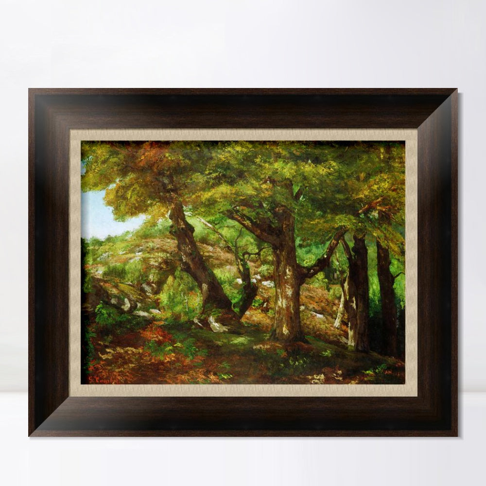 INVIN ART Framed Canvas Art Giclee Print The Fringe of the Forest, c. 1856 by Gustave Courbet Wall Art