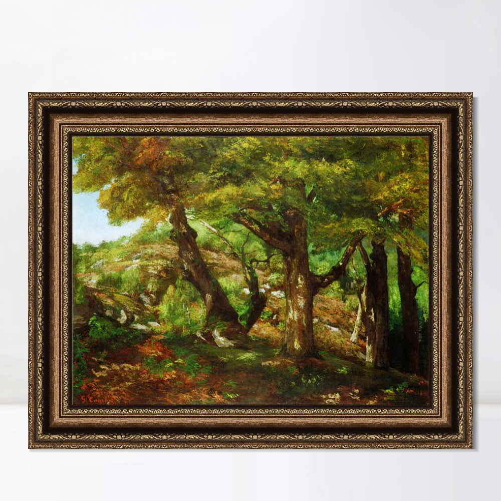 INVIN ART Framed Canvas Art Giclee Print The Fringe of the Forest, c. 1856 by Gustave Courbet Wall Art