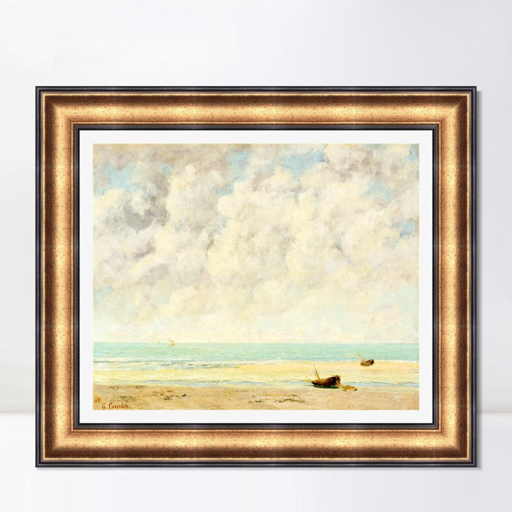 INVIN ART Framed Canvas Art Giclee Print The Calm Sea by Gustave Courbet Wall Art