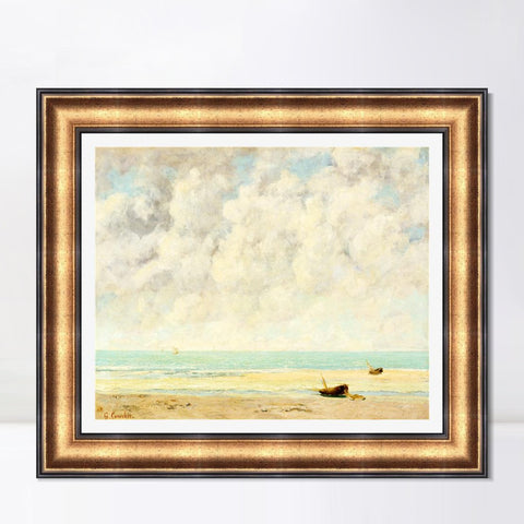INVIN ART Framed Canvas Art Giclee Print The Calm Sea by Gustave Courbet Wall Art Living Room Home Office Decorations