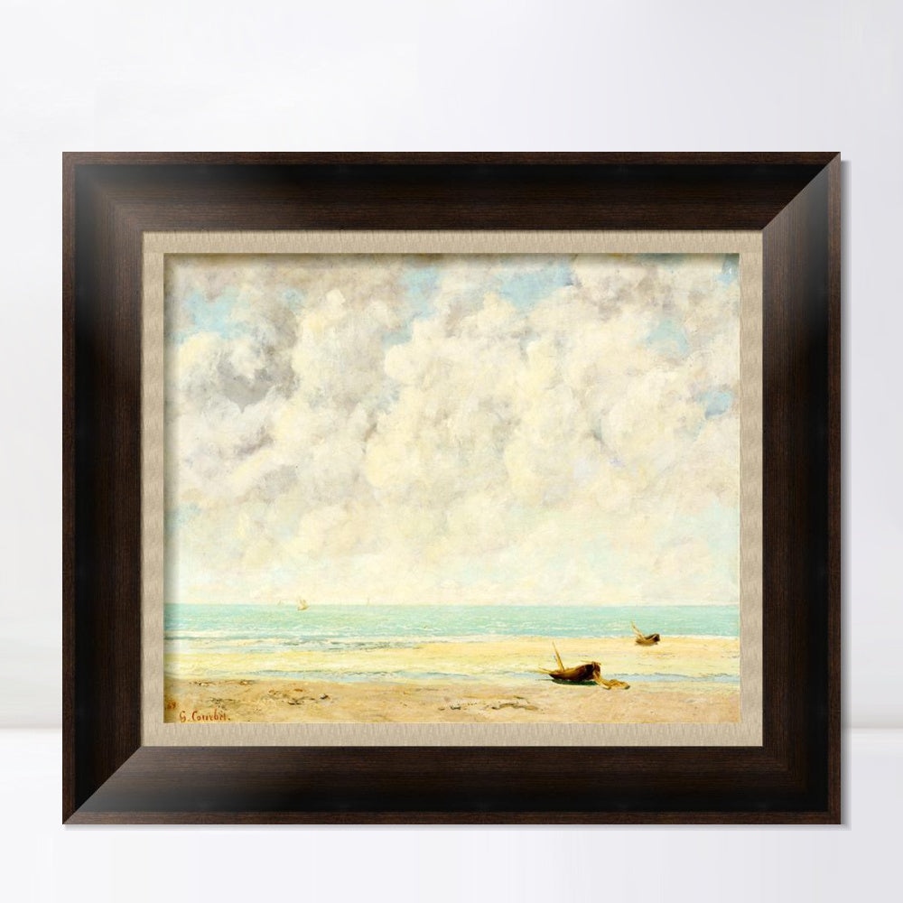 INVIN ART Framed Canvas Art Giclee Print The Calm Sea by Gustave Courbet Wall Art