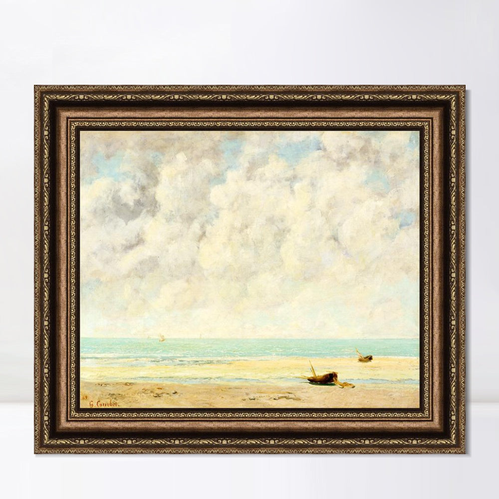 INVIN ART Framed Canvas Art Giclee Print The Calm Sea by Gustave Courbet Wall Art