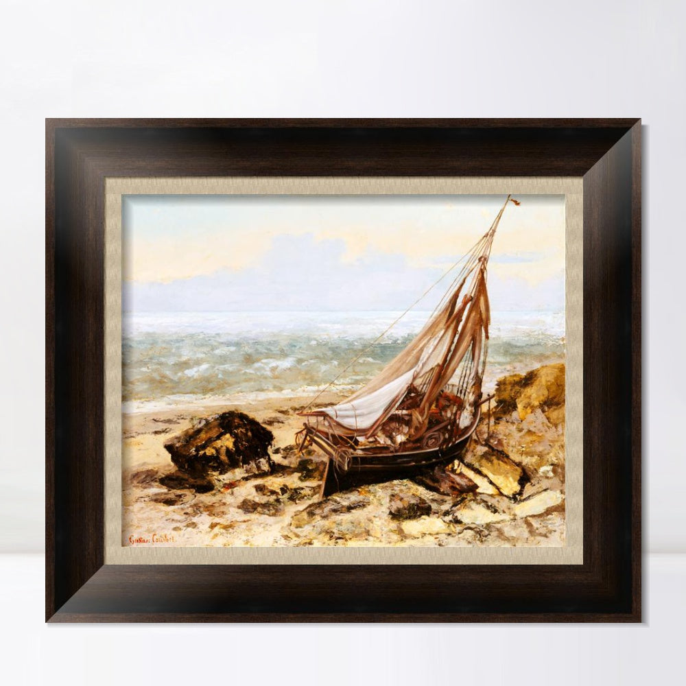 INVIN ART Framed Canvas Art Giclee Print The Fishing Boat 1865 by Gustave Courbet Wall Art