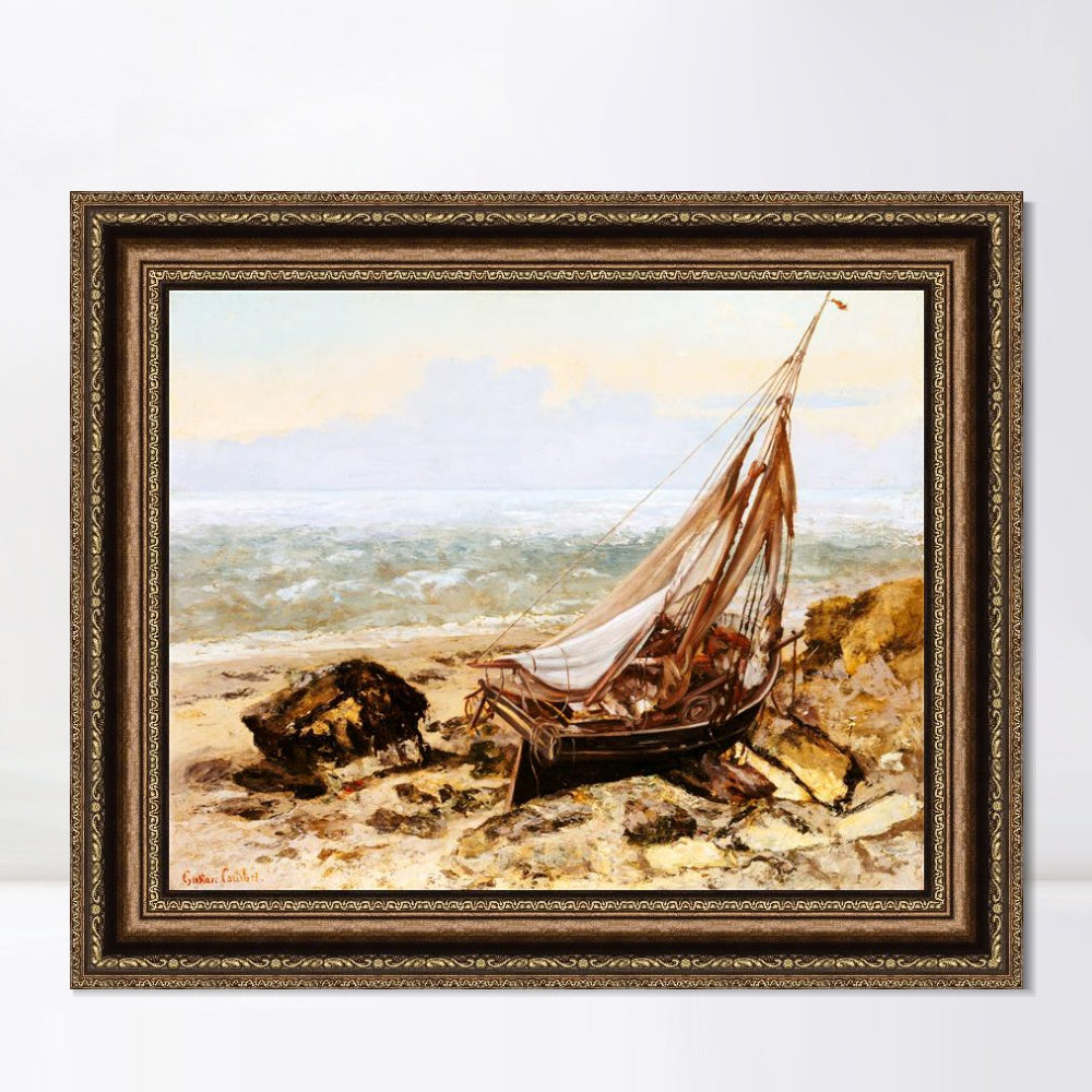 INVIN ART Framed Canvas Art Giclee Print The Fishing Boat 1865 by Gustave Courbet Wall Art