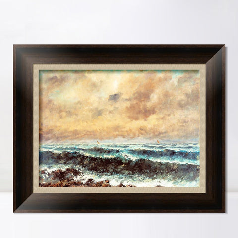 INVIN ART Framed Canvas Art Giclee Print Autumn Sea, 1867 by Gustave Courbet Wall Art Living Room Home Office Decorations