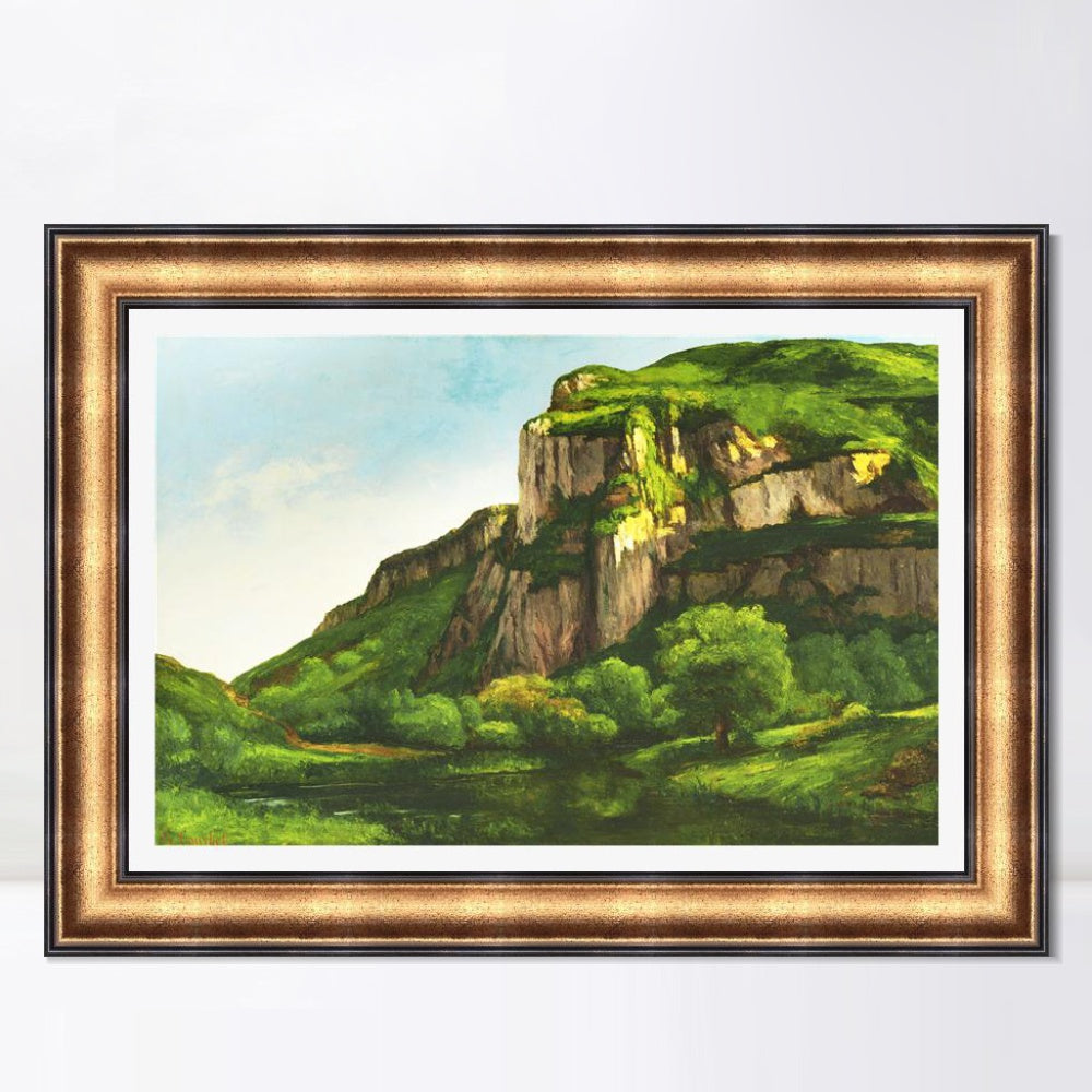 INVIN ART Framed Canvas Art Giclee Print Rocks at Mouthier, c.1860 by Gustave Courbet Wall Art