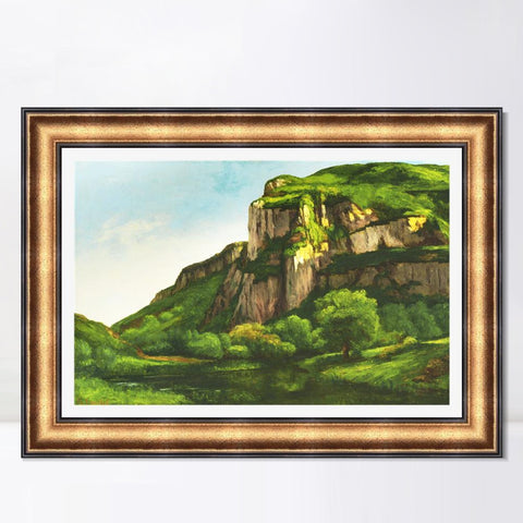 INVIN ART Framed Canvas Art Giclee Print Rocks at Mouthier, c.1860 by Gustave Courbet Wall Art Living Room Home Office Decorations