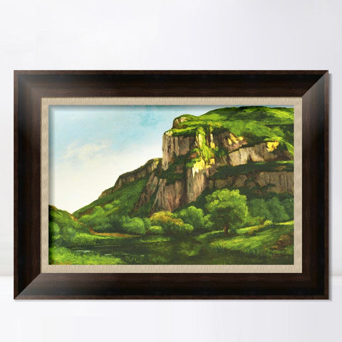 INVIN ART Framed Canvas Art Giclee Print Rocks at Mouthier, c.1860 by Gustave Courbet Wall Art Living Room Home Office Decorations
