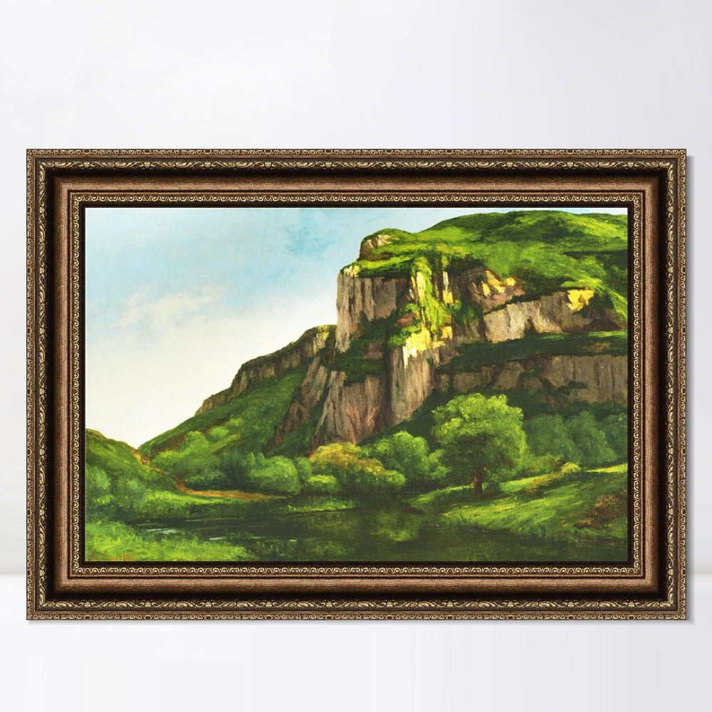 INVIN ART Framed Canvas Art Giclee Print Rocks at Mouthier, c.1860 by Gustave Courbet Wall Art