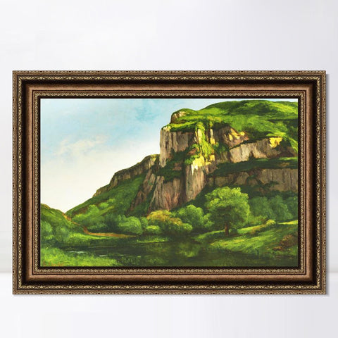 INVIN ART Framed Canvas Art Giclee Print Rocks at Mouthier, c.1860 by Gustave Courbet Wall Art Living Room Home Office Decorations