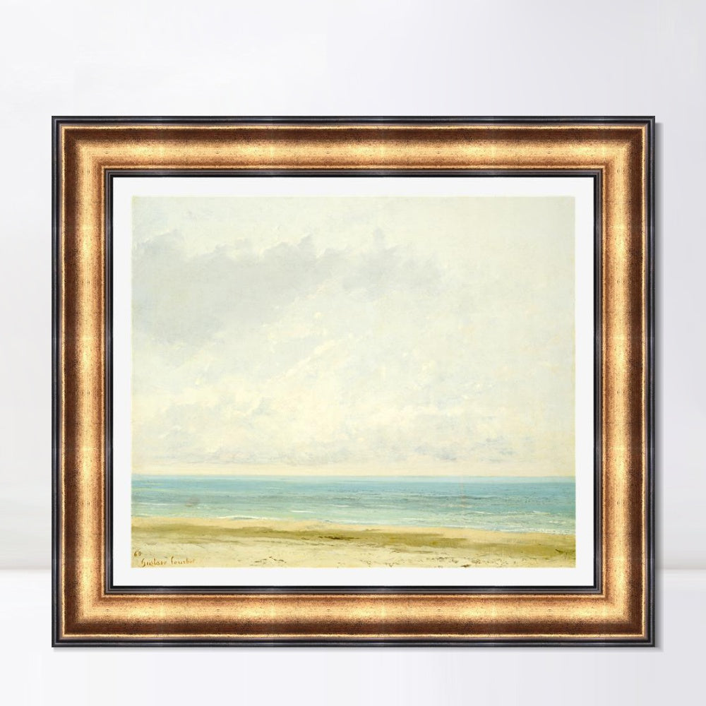 INVIN ART Framed Canvas Art Giclee Print Calm Sea, 1866 by Gustave Courbet Wall Art