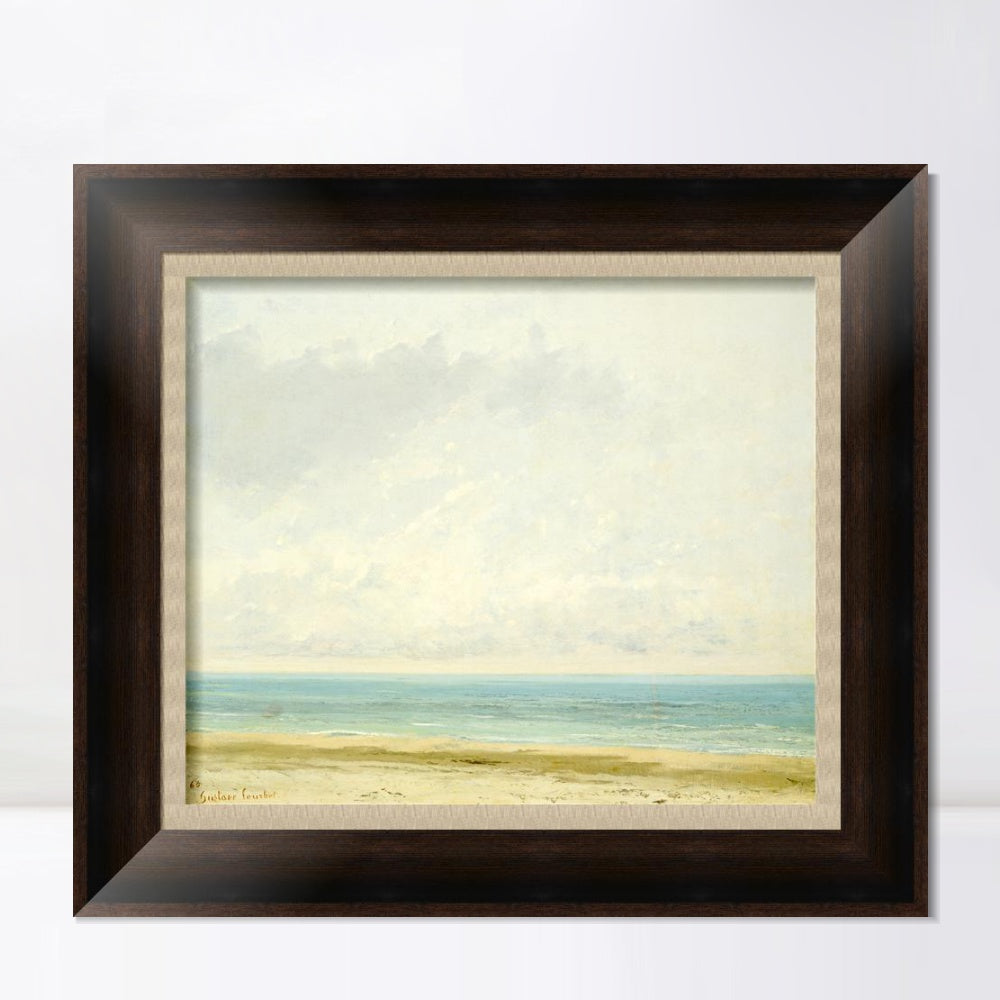 INVIN ART Framed Canvas Art Giclee Print Calm Sea, 1866 by Gustave Courbet Wall Art