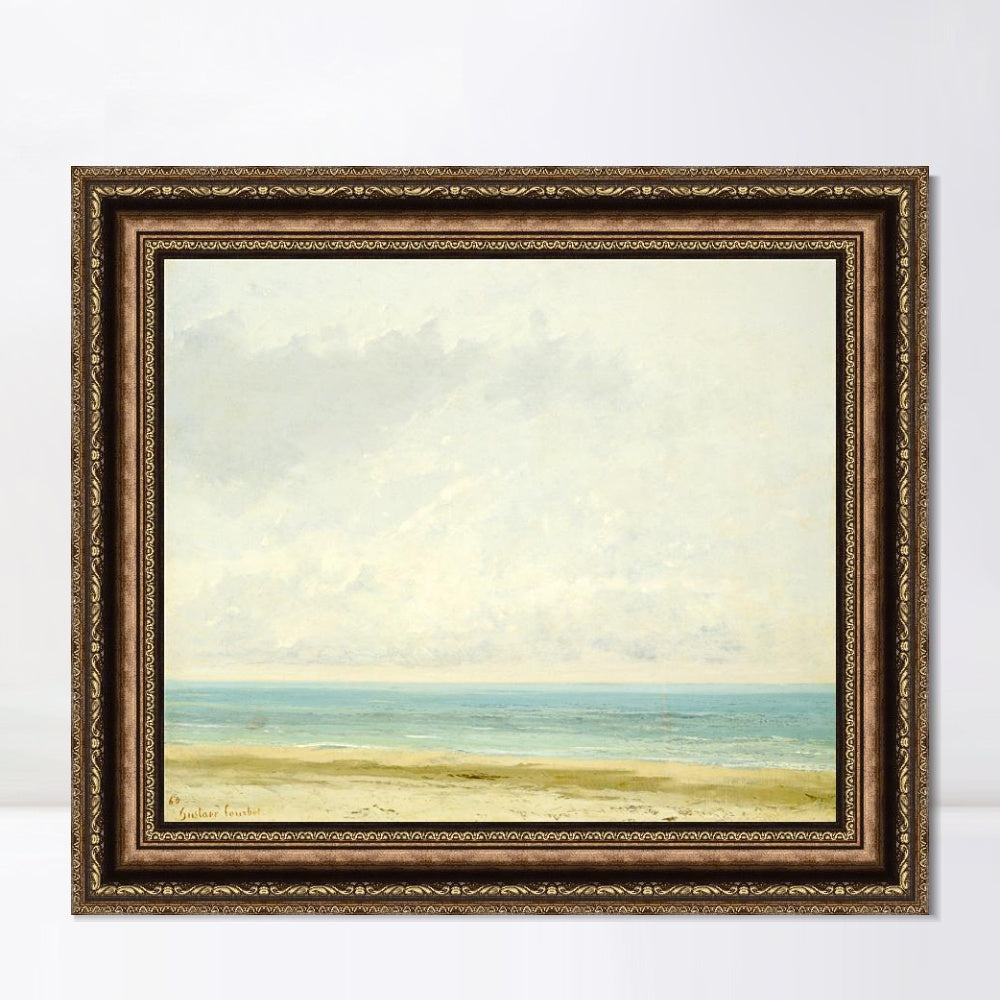 INVIN ART Framed Canvas Art Giclee Print Calm Sea, 1866 by Gustave Courbet Wall Art