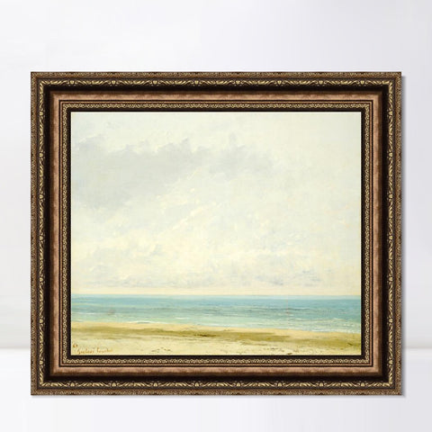 INVIN ART Framed Canvas Art Giclee Print Calm Sea, 1866 by Gustave Courbet Wall Art Living Room Home Office Decorations