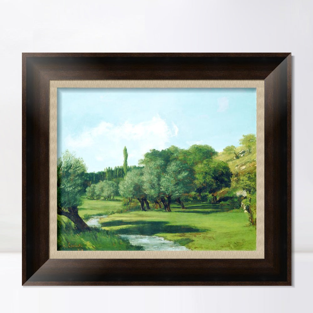 INVIN ART Framed Canvas Art Giclee Print La Bretonnerie in the Department of Indre by Gustave Courbet Wall Art