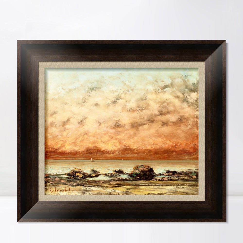 INVIN ART Framed Canvas Art Giclee Print The Black Rocks at Trouville by Gustave Courbet Wall Art