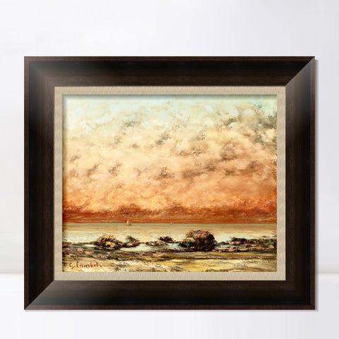 INVIN ART Framed Canvas Art Giclee Print The Black Rocks at Trouville by Gustave Courbet Wall Art Living Room Home Office Decorations